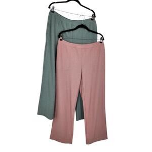 2 PC Lot Bundle Soma Green & Pink Cozy Waffle Knit Pocket Pajama Pants Size L
